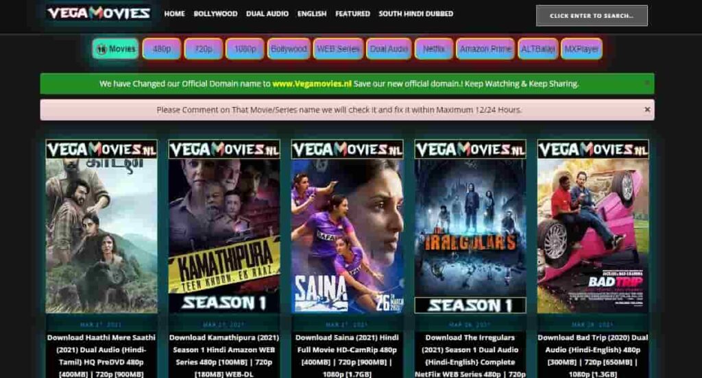 VegaMovies Website